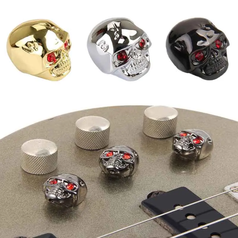 1Pcs Skull Head Tone Volume Control Knobs Professional Guitar Bass Skull Volume Tone Knobs Cap for Electric Gutiar Bass