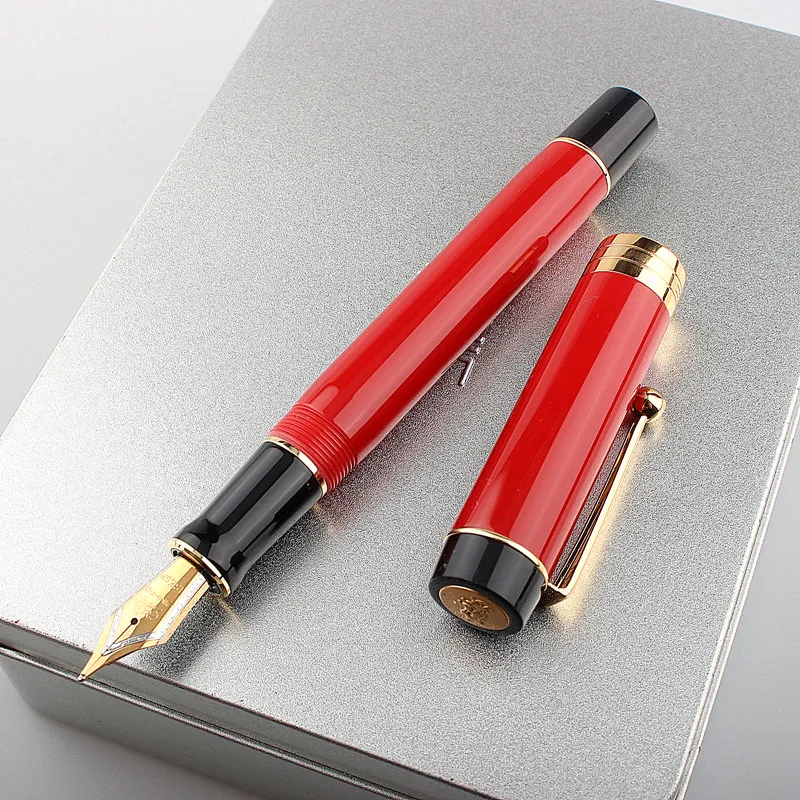 Jinhao Centennial 100 Fountain Pen 18KGP Golden Plated M Nib 0.7mm Acrylic Ink Pen With Ball Clip