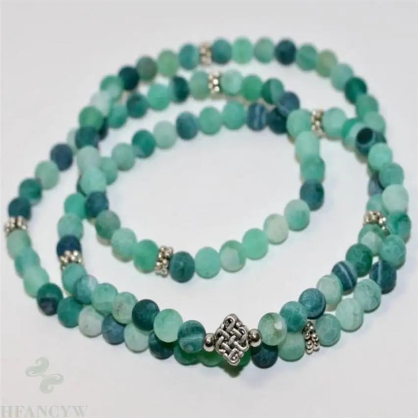 

6mm Frosted Amazonite Gemstone Mala Bracelet 108 Beads Nepal Stress Zazen Handmade pray Healing energy Buddhist Bless natural