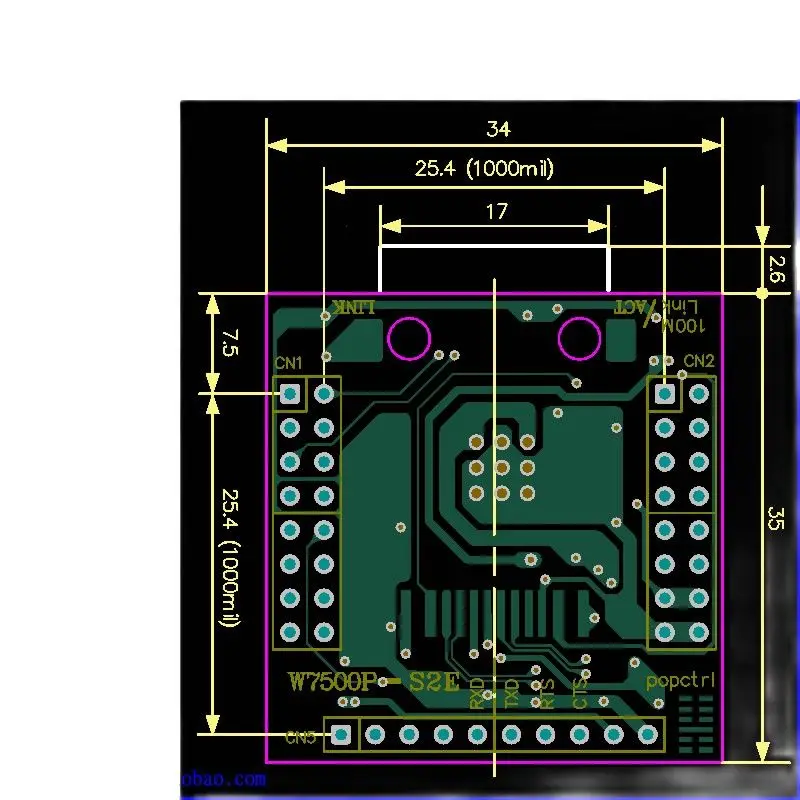 W7500p-s2e Papan Pengembangan/Modul Port Seri Ke Ethernet