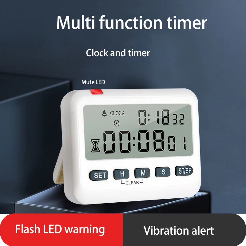 Timer Clock Vibration Alter Volume Adjustable Chronoscope Warning LED Calculagraph Multi function Timepiece