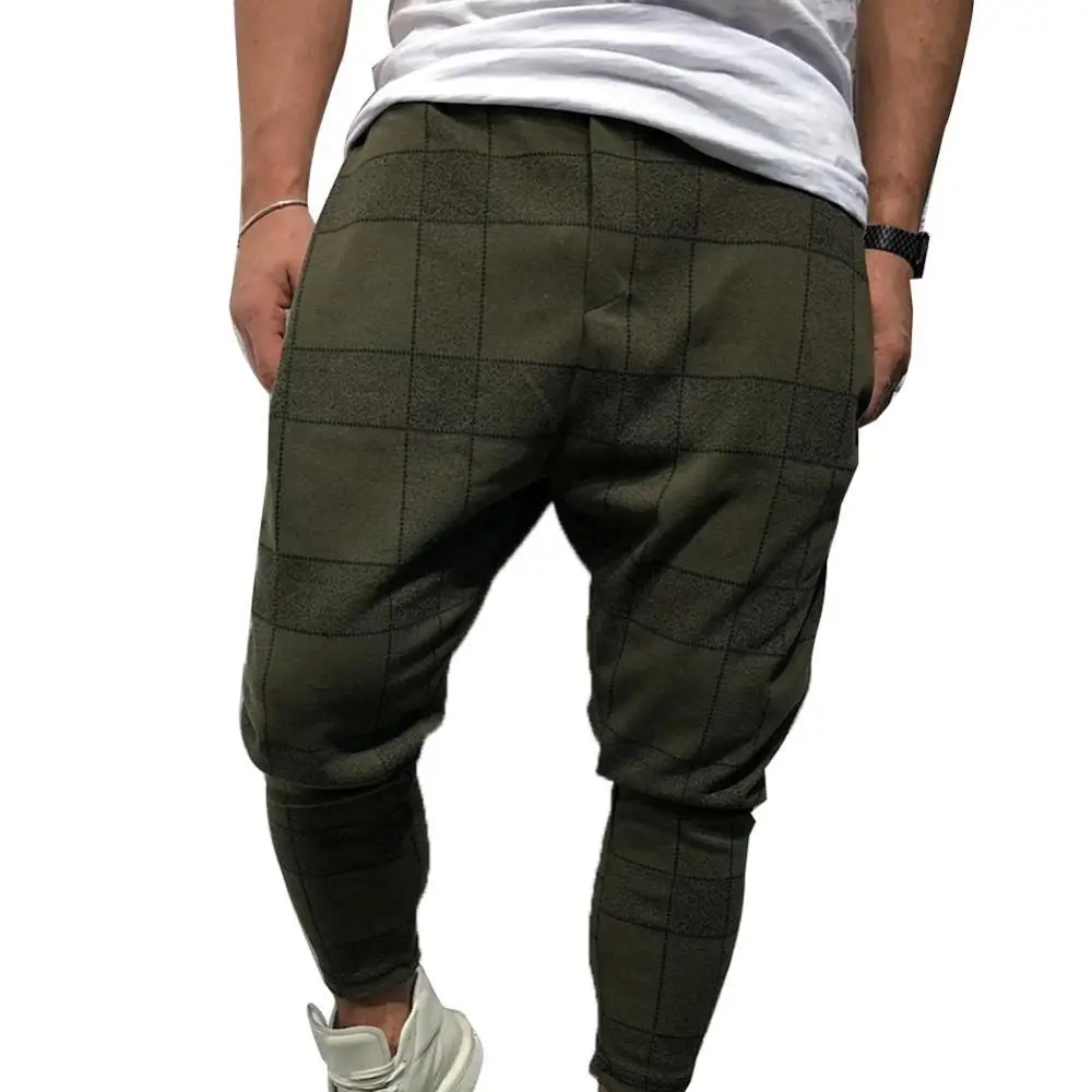 

Nice New Sale Men Plaid Pocket Low Crotch Harem Pants Trousers Loose Fit Hiphop Street Wear