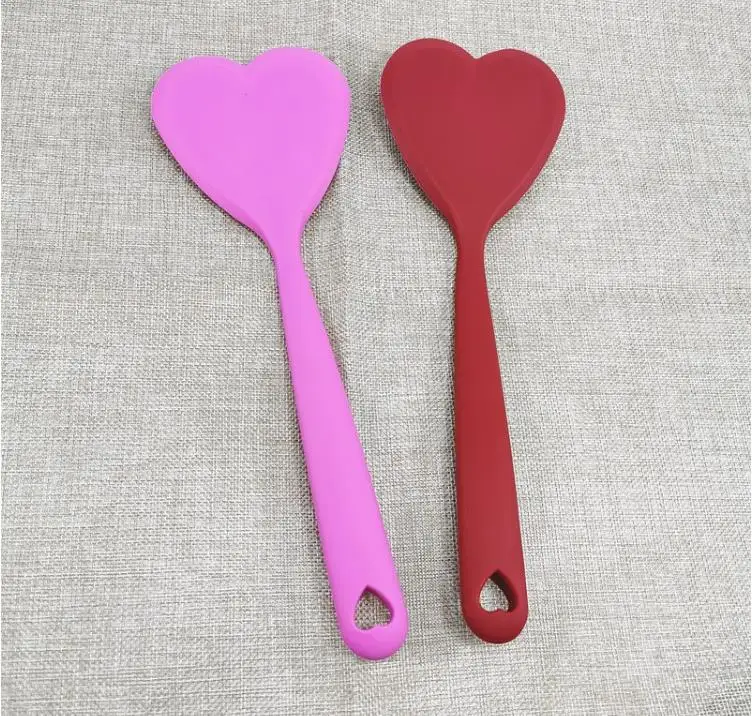 Cake Silicone Spatula Utensil Red Heart Shape Spoon Baking & Pastry Spatulas Scraper Non-Stick Cooking Shovel SN3785