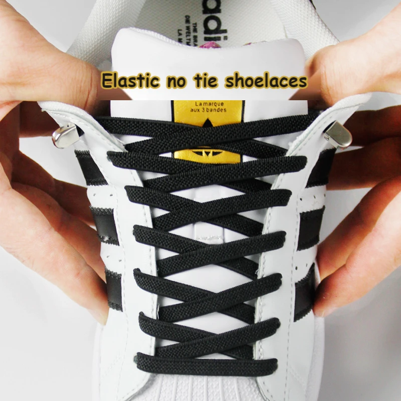 1 Pair No Tie Shoe laces Elastic Shoelaces Outdoor Leisure Sneakers Quick Safety Flat Shoe lace Kids And Adult Unisex Lazy laces