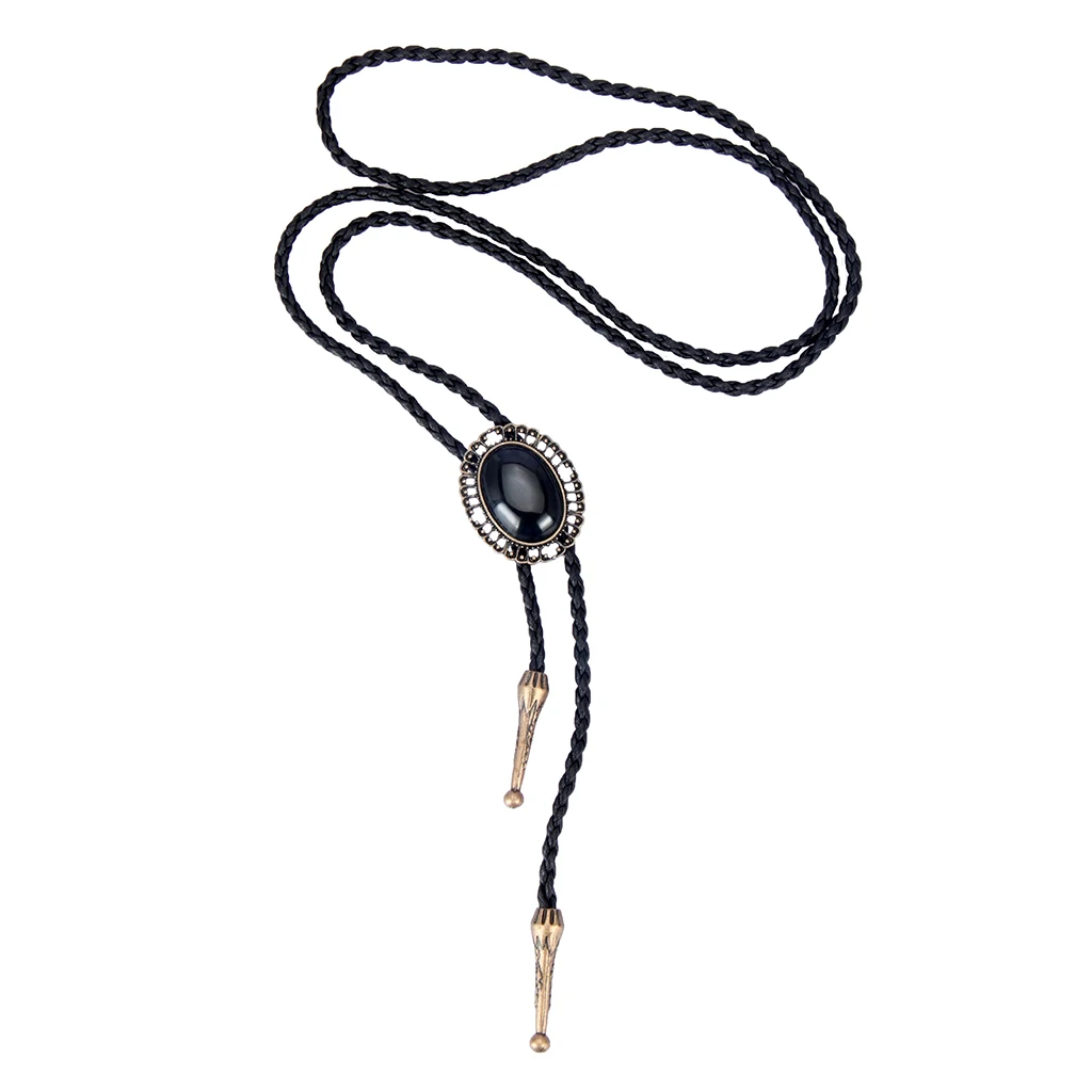 Oval Pendant Woven Cord Western Cowboy Rodeo Dance Bolo Ties Necktie