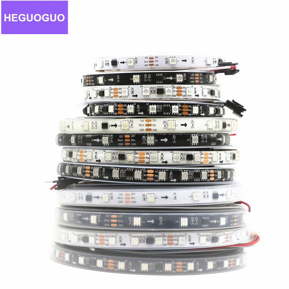 DC12V WS2811 Addressable Led Pixel Strip Light 30/60 LEDs Full Colors 5050 RGB Flexible Digital Ribbon Tape 1 IC Control 3 leds