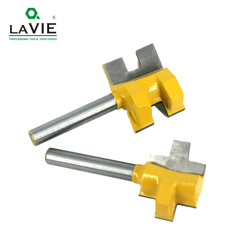 LAVIE 2pcs 1/4 Shank Carving Knife Square Tooth T-Slot Tenon Milling Cutter Router Bits For Wood Tool Woodworking MC01004