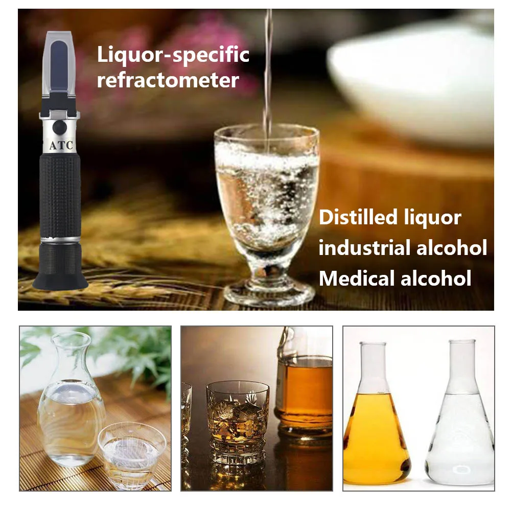 Portable Alcohol Refractometer Alcohol concentration Tester 0-80% V/V Liquor Refractometer ATC Alcoholometer Meter No Retail Box