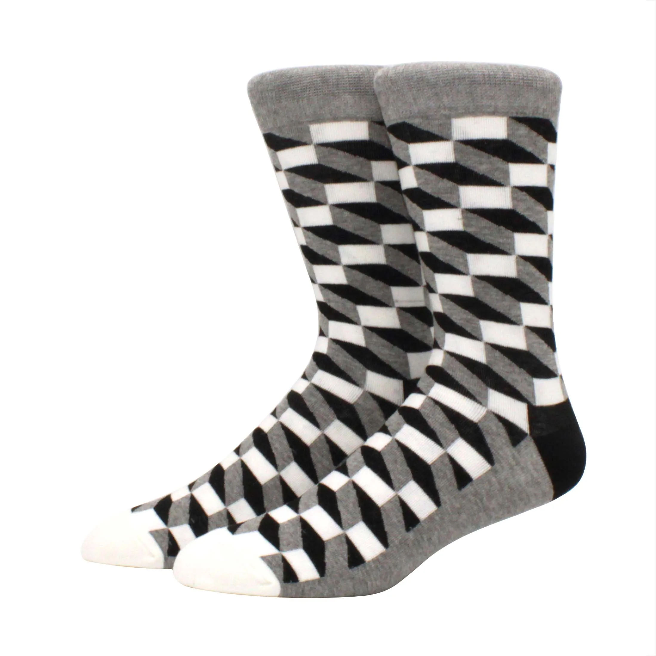 Classic Hot Sale Men Socks Casual Gentleman High Quality Color Puzzle happy Socks Business Party Dress Cotton Socks for Men