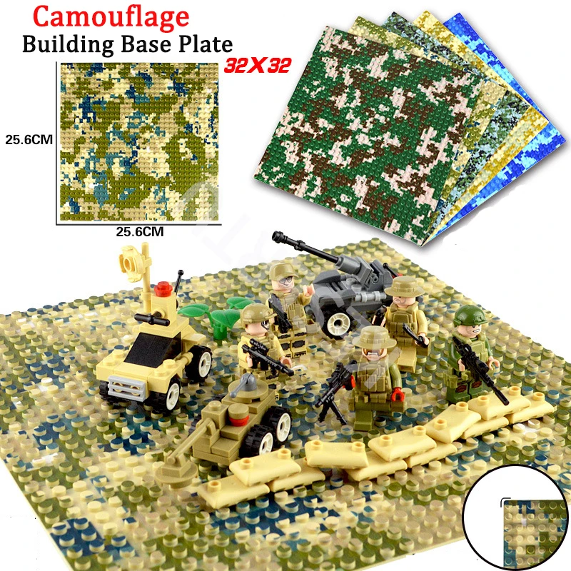Multi-scene Baseplate Classic City Road Green Street Military Ball Island Parking Lot Building Blocks Assembly Bricks Plate