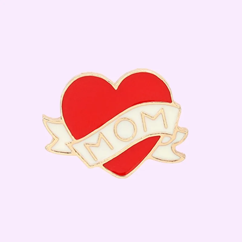Custom Enamel Pin Mom Love Heart Brooch Pins Metal Collar Women\'S Badges Briefcase Accessories Jewelry Gift for Friend Wholesale