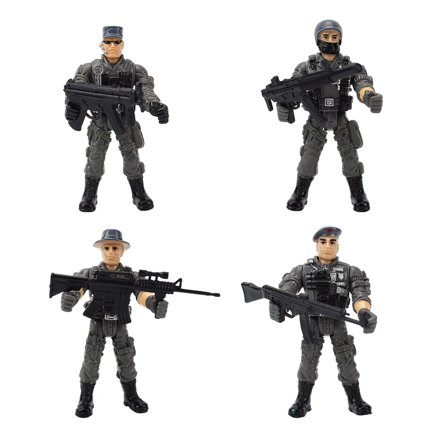 4 Soldiers & Weapons SWAT Military Army Action Figure Toys for Boys Combat Game Movable Joints Military Soldiers Model Toy