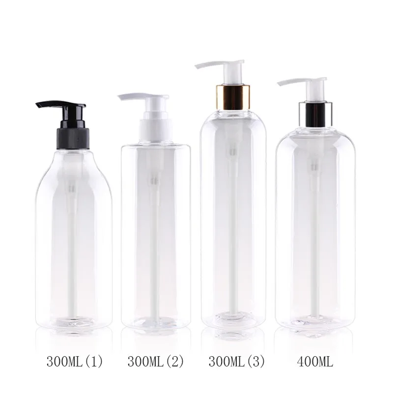 

300ML 400ML X 20 Empty Plastic Lotion Bottle Liquid Soap Bottle For Personal Care Gold Silver Lotion Pump Cosmetic Container