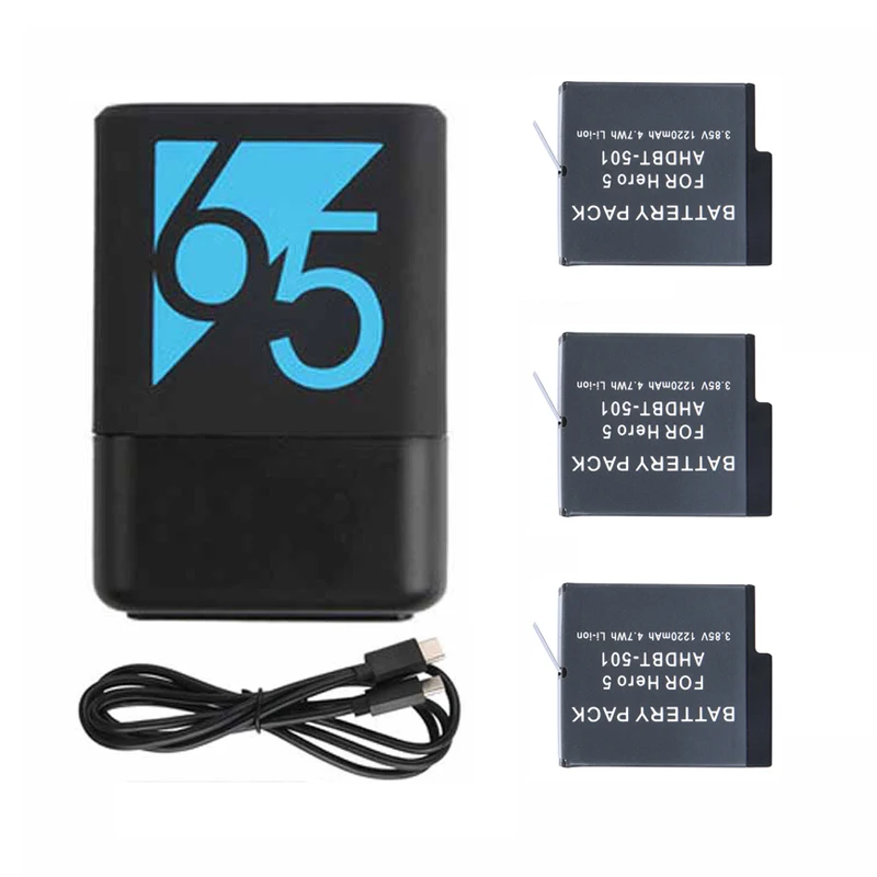 

For Hero 5 Hero 6 7 8 Battery+Type-C Dual Batteries Charger Seat double Charge for 2018 Gopro hero 6 5 7 8 Black Accessories