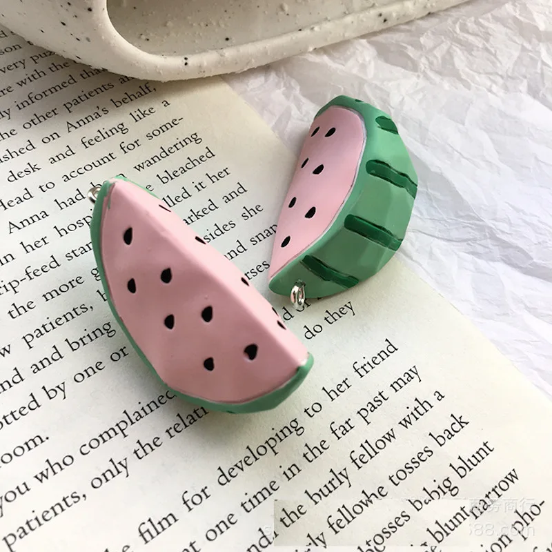 10pcs Fashion Resin fresh fruit food pendant Earrings Drop Avocado pineapple watermelon charm Ear Studs tag Jewelry handmade DIY