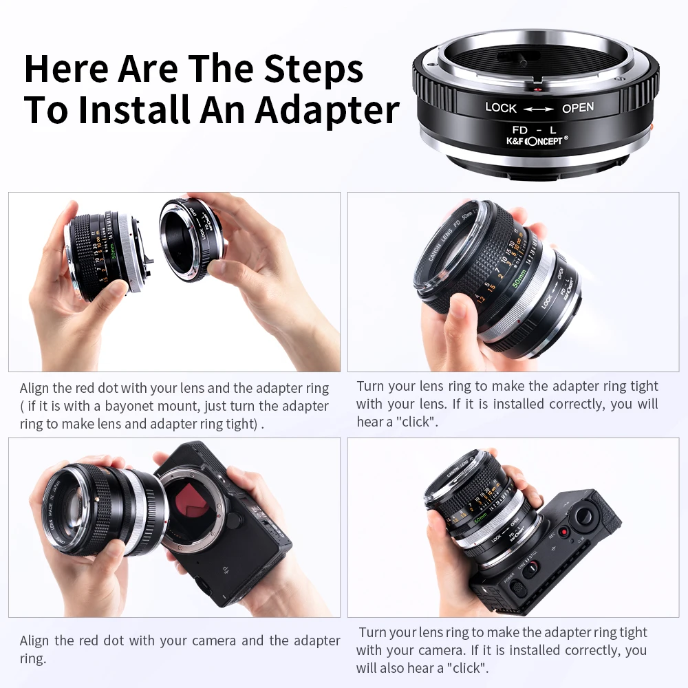 K&F Concept FD-L High Precision Camera Lens Adapter Ring for Canon FD FL Lens to Leica Sigma Panasonic L Mount DSLR Camera Body