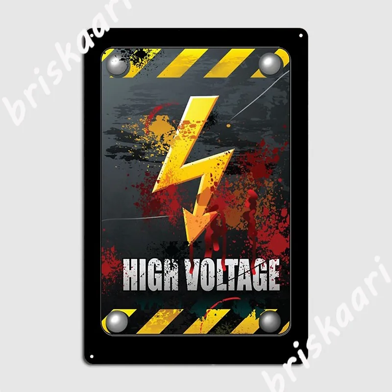 High Voltage Old Rusted Danger Sign T Shirt Metal Sign Garage Decoration Retro Kitchen Cinema Kitchen Tin sign Posters