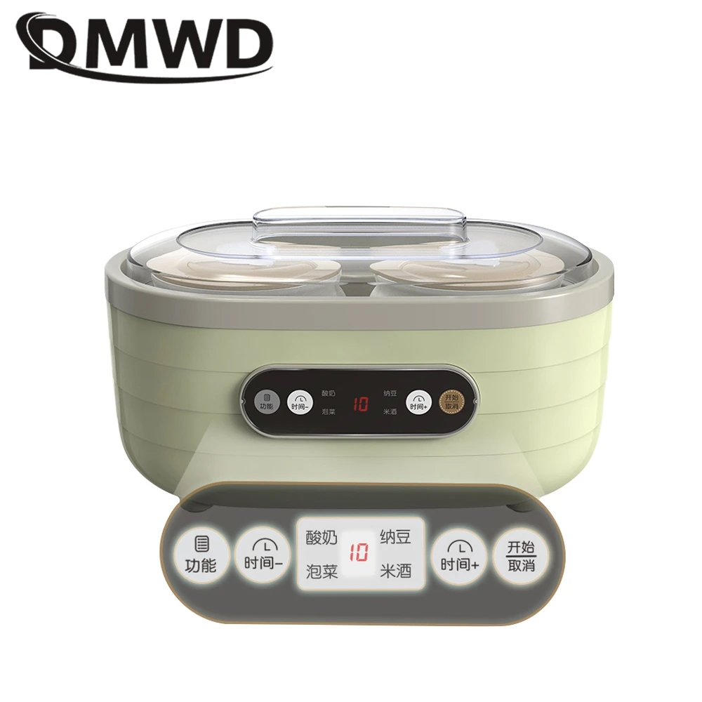 DMWD 1.75L Household DIY Yogurt Machine Automatic Rice Wine Natto Maker kimchi fermentation 8 Ceramic Liner Time Adjustment 220V