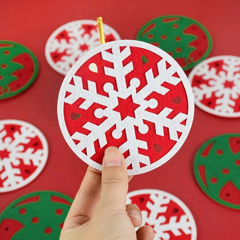 10Pcs Christmas Snowflake Shape Cup Mat Dinner Table Coasters Dish Pad Natal Natal New Year 2022 Christmas Decorations for Home