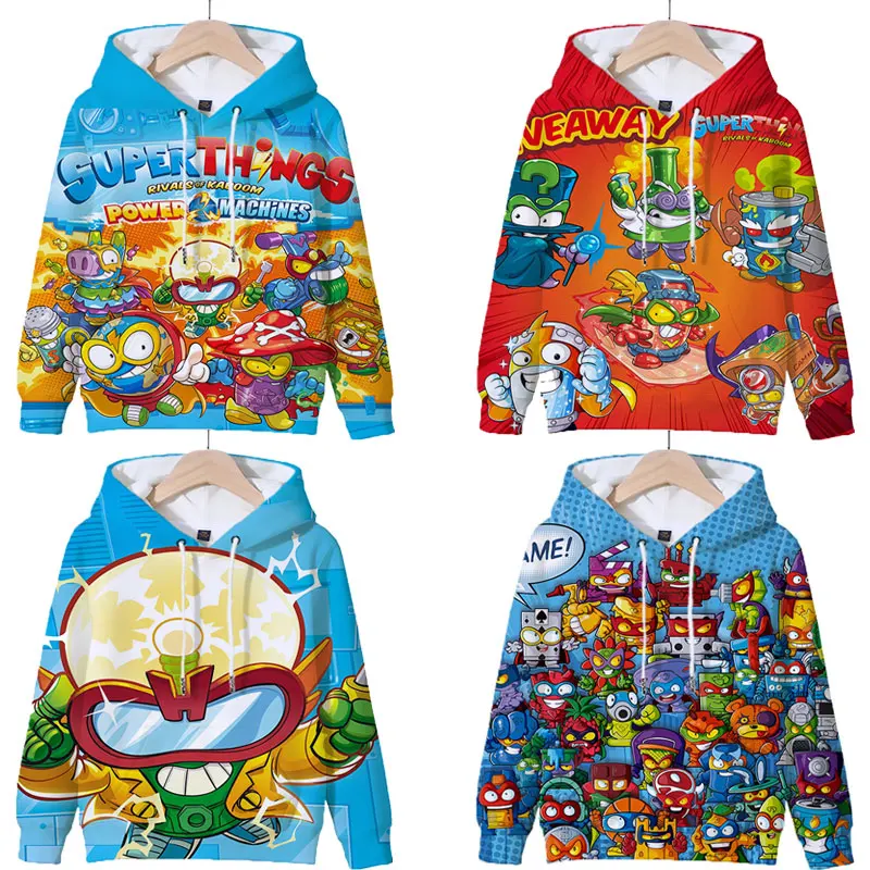 ¡Nuevo! Sudaderas con capucha de Superzings 3D para niños, sudaderas de dibujos animados para niños, ropa de SuperThings, Jersey, Tops, abrigos con