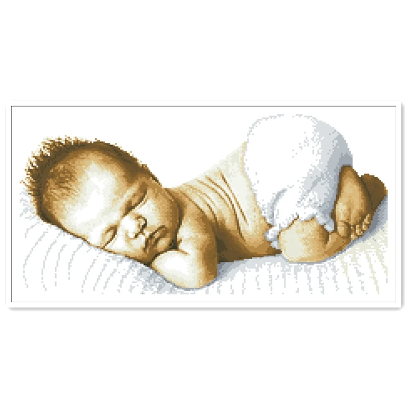 Little baby cross stitch kits sleepy boy package 18ct 14ct 11ct cloth silk cotton thread embroidery DIY handmade needlework