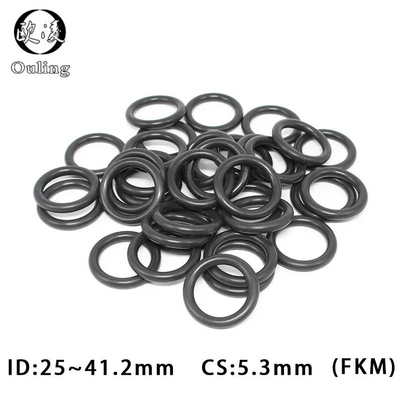 

5PC Fluorine rubber Ring Black FKM O-ring Seal CS5.3mm ID25/28/30/32.5/35/37.5/40/41.2mm O Ring Gasket Oil Ring Sealing Washer