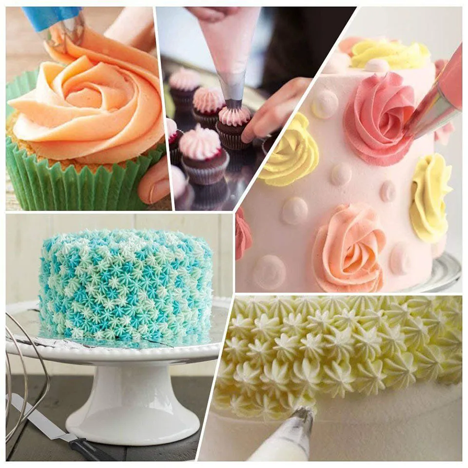 74Pcs/Set Cake Decorating Tools Baking Supplies Icing Tips TPU Pastry Bags Smoother Piping Nozzles Cake Cup With Box