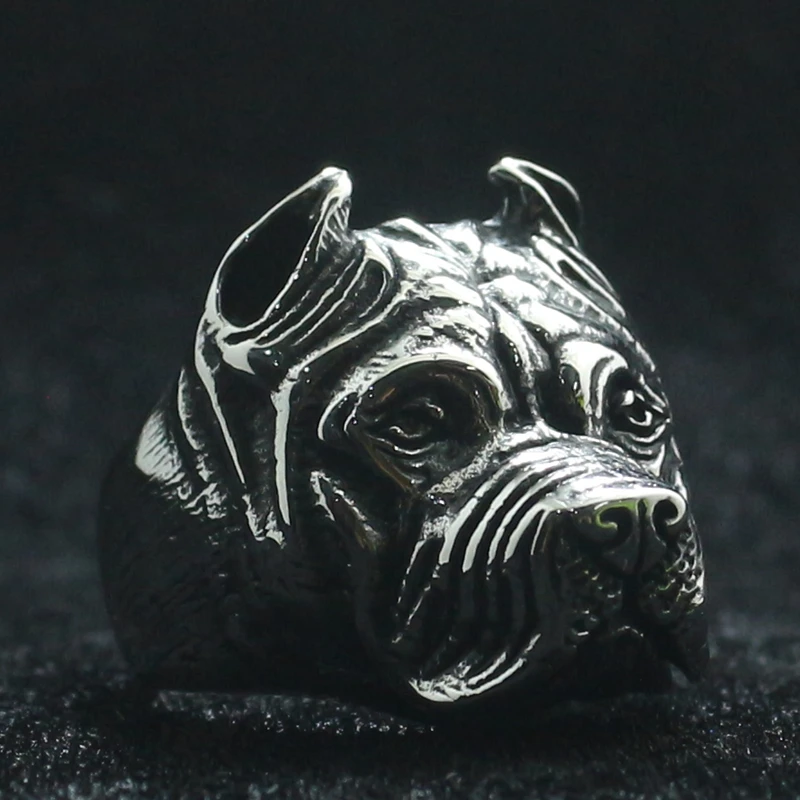 Size 7 To Size 15 Mens Boys 316L Stainless Steel Cool Punk Gothic Classic Dog Ring