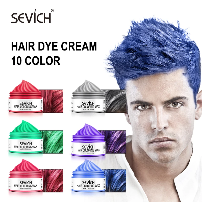 Sevich Fashion Temporary 10 Colors Hair Wax Dye Cream Styling Pomade Blue Color Hair Strong Hair Dye Cream for Women/Men