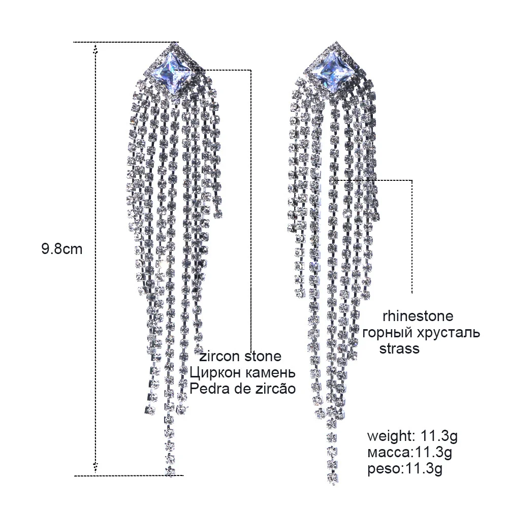 Earrings 2023 Trend Tassel Drop Earings Jewelry Pendientes Gifts For Women Zircon Stone Wedding Jewelry Oorbellen Earring