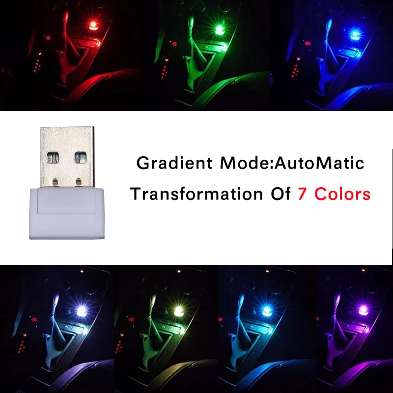 Mini USB Colorful Car Light Auto Interior Atmosphere Light Decorative Lamp Music Control Multiple Modes LED Light Car Accessory