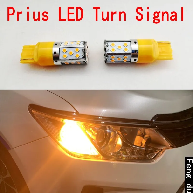 

2pcs For 2005-2021 Toyota Prius LED High Bright Indicator Car Turn Signal Before and after Signal Light Amber Yellow Bulb T20