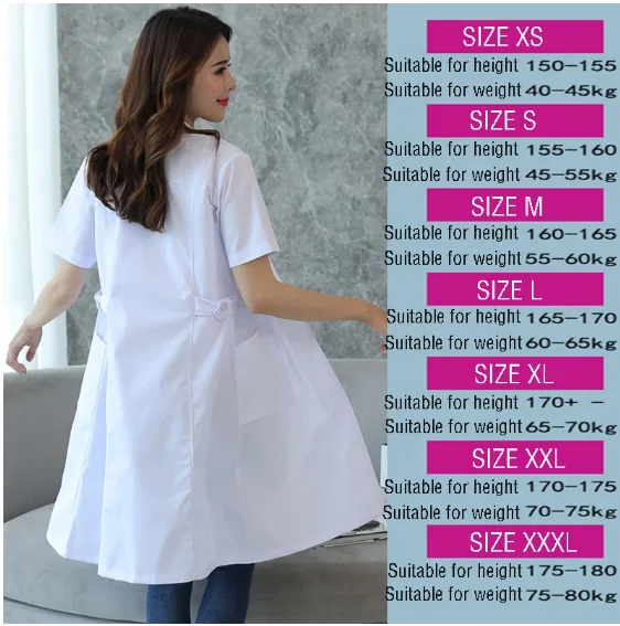 Women's Lab Coat Fashion Medical Uniforms Long Jacket with Side Belts Short Sleeve/long Sleeve Workwear