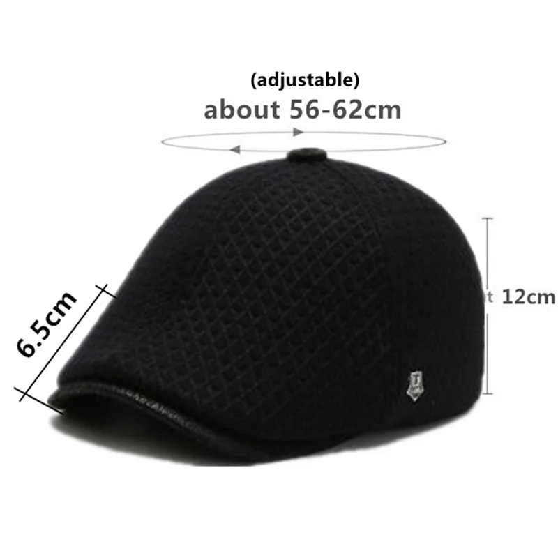 SILOQIN New Winter Thick Warm Berets For Men Earmuffs Cap Adjustable Size Ear Protection Dad's Hats Middle-aged And Elderly Hat