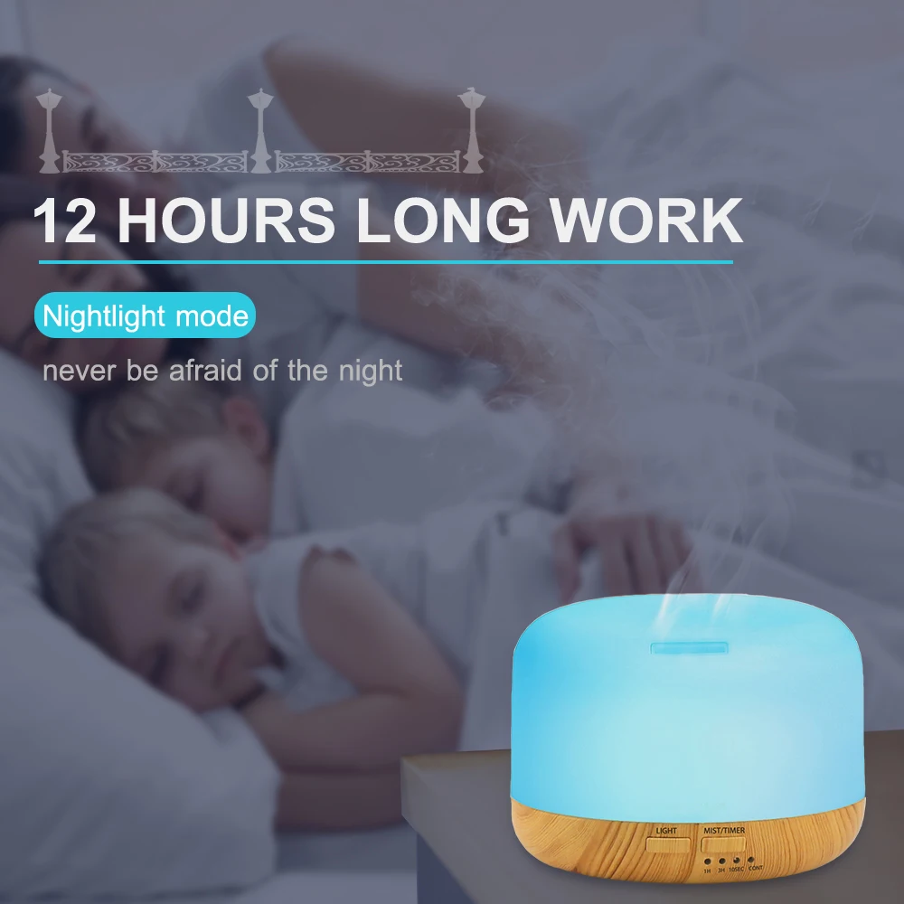 ناشر رائحة مرطب الهواء 500 مل 1000 مل بالموجات فوق الصوتية كول ميست صانع رشاش Led ضوء ليلي ناشر زيت عطري مع جهاز تحكم عن بعد