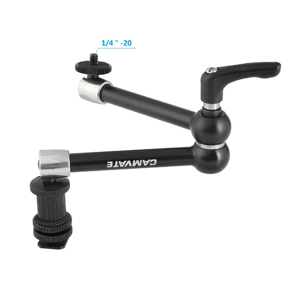 

CAMVATE 11"Articulating Magic Arm With 1/4" Ball Heads & Shoe Mount Adapter For Microphone,15mm Rods, Monitor,Flash,Video Light