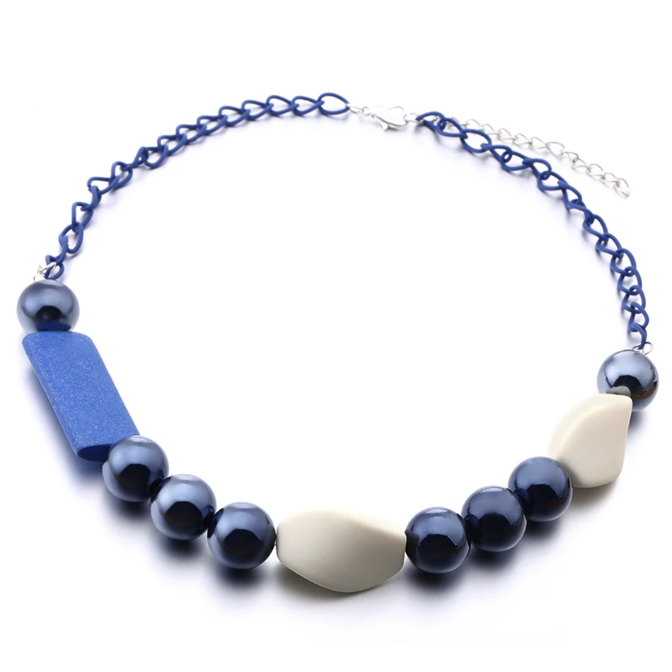 Women\'s Acrylic Beads Necklace for Women Beaded Necklaces & Pendants Wood Statement Necklace Jewelry for Gift to a Woman MX052