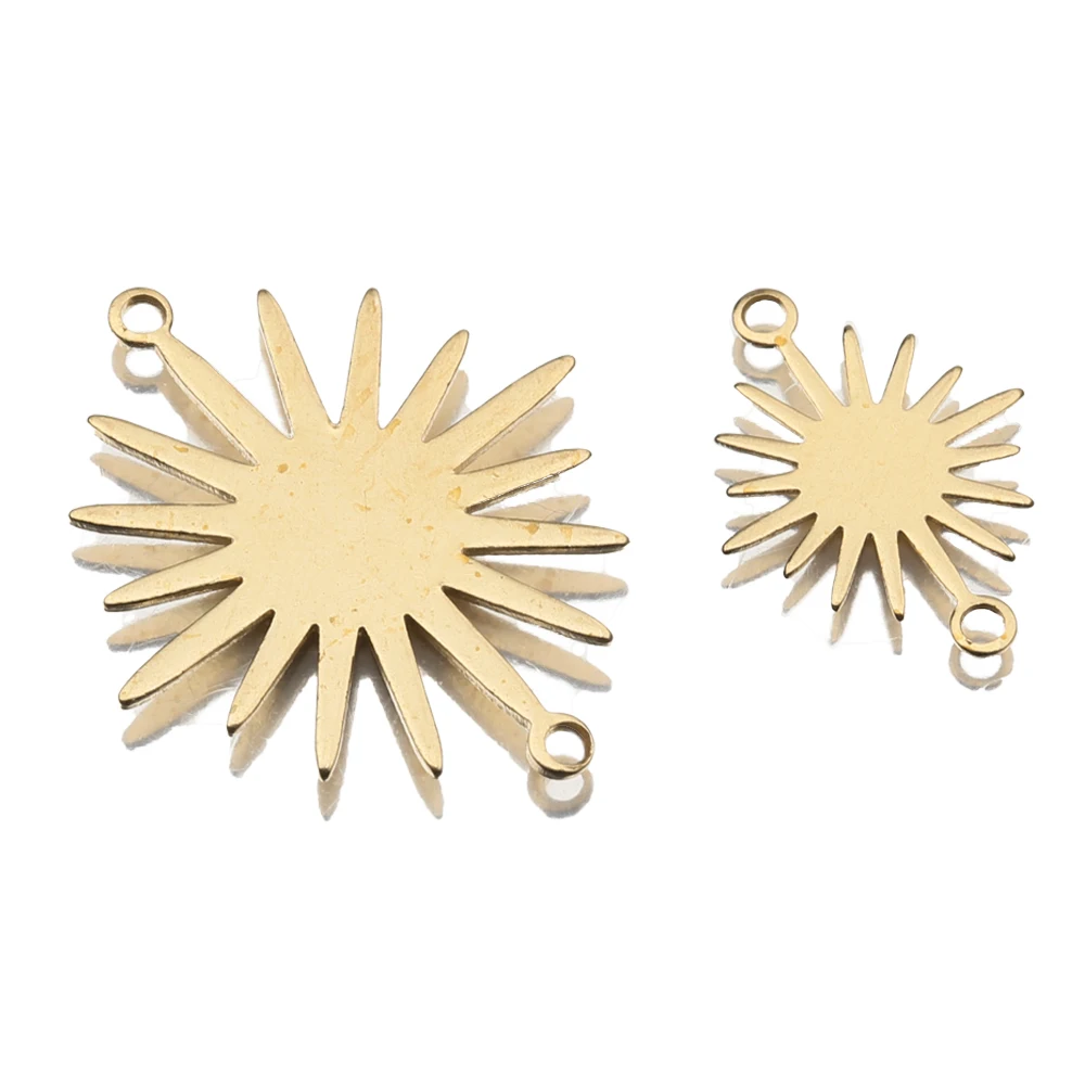 Original Brass Multi-Size Double-Hole Sun Flower Connectors Charms Link Supplies Fit For DIY Jewelry Bracelets Earrings Making