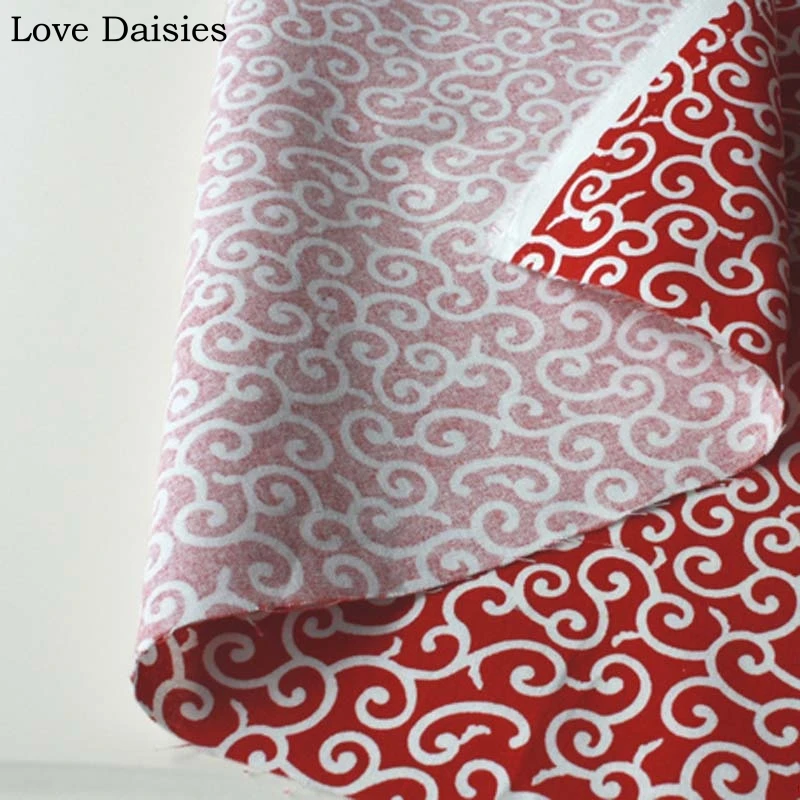 100%Cotton Japanese Style Tang dynasty Flower Design Vine NAVY RED GREEN fabric for DIY Pet Dog Craft Handwork Decor Bag Apparel