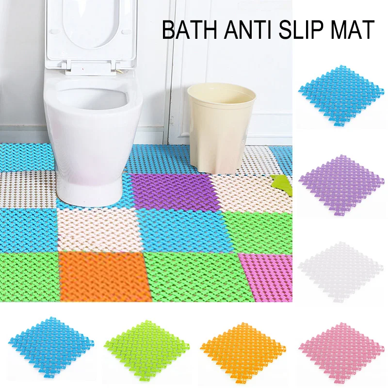 DIY Non Slip Bathroom Splicing Mat Candy Colors Combination Mesh Drainage Massage Floor Carpet For Laundry Room Shower Bathroom