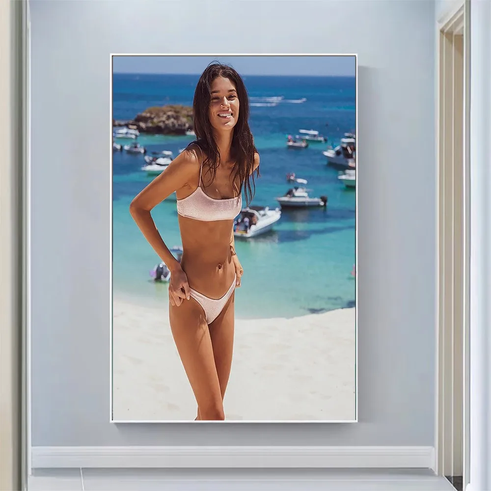 

Aude Mangharam Sexy Model Pretty Girl Swimsuit Pose Wall Silk Cloth HD Poster Art Home Decoration Gift