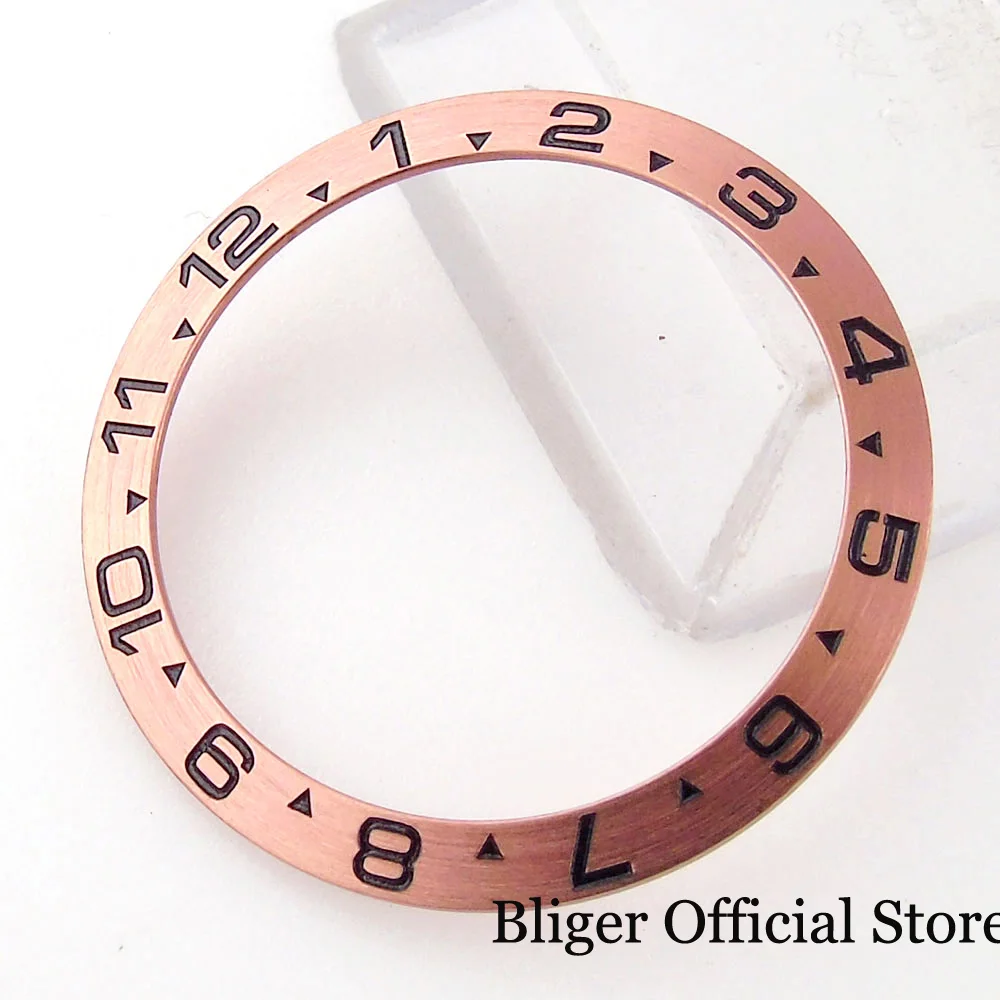 BLIGER 12 Hours Silver Gold Slope Watch Bezel Insert Aluminum Alloy 38mm*30.6mm fit GMT Mens Watch Parts