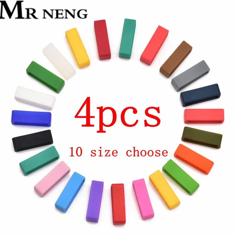 4Pcs White Black Watchband 12 14 16 18 20 22 24 26 28 30mm Strap Loop Ring Silicone Rubber Watch Bands Accessories Holder Locker