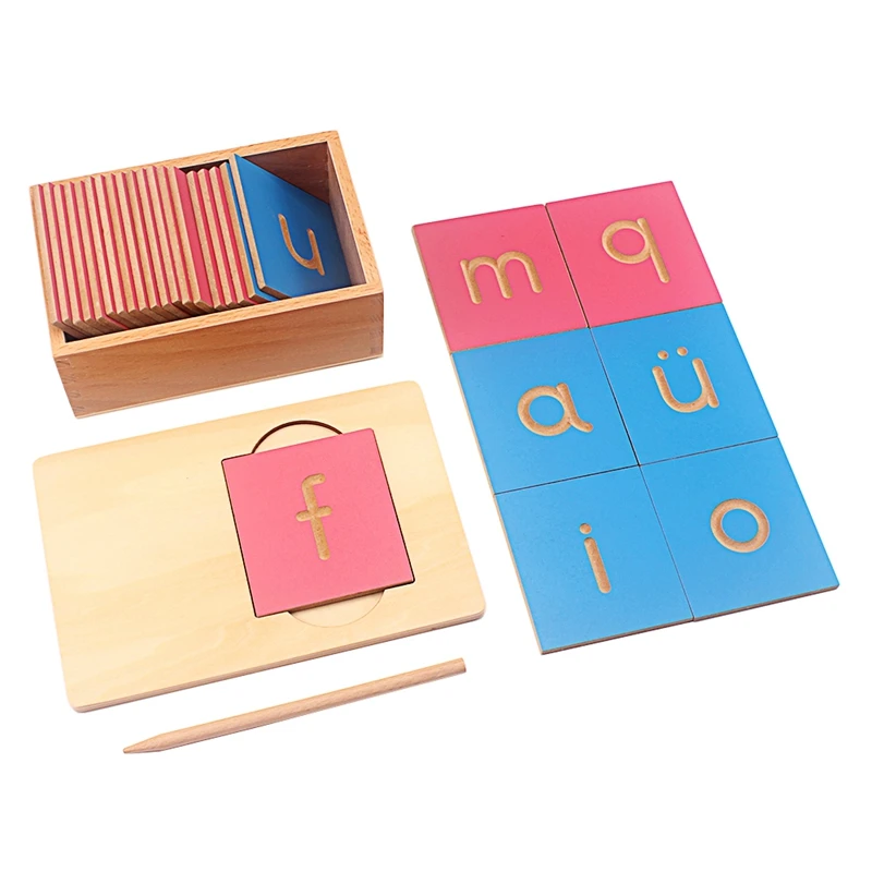 Montessori Language Toys Lowercase Letter English Alphabet Vowel Writing Board with Pen Guided Blind Board Toy Early Preschool - view 4