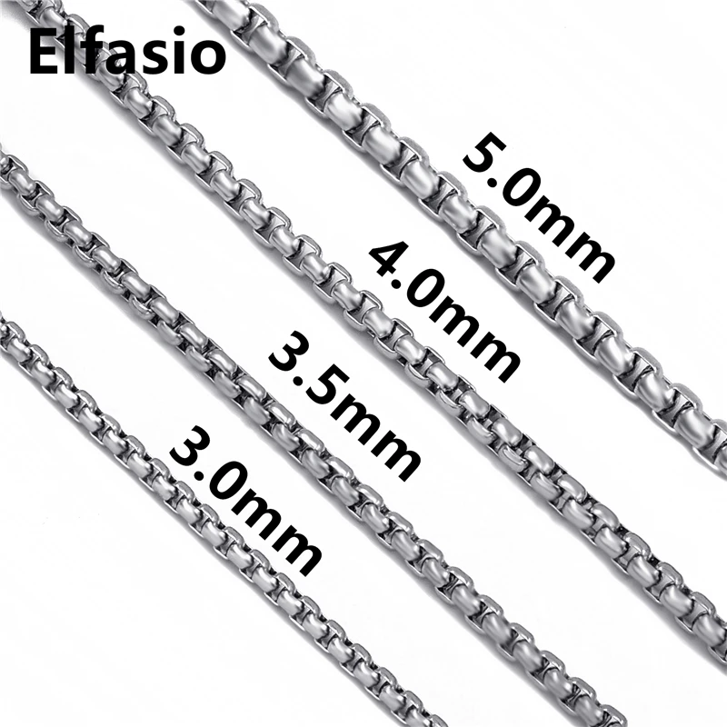 3mm 4mm 5mm Mens Boys Silver Tone 316L Stainless Steel Box Chain Necklace Jewelry 16