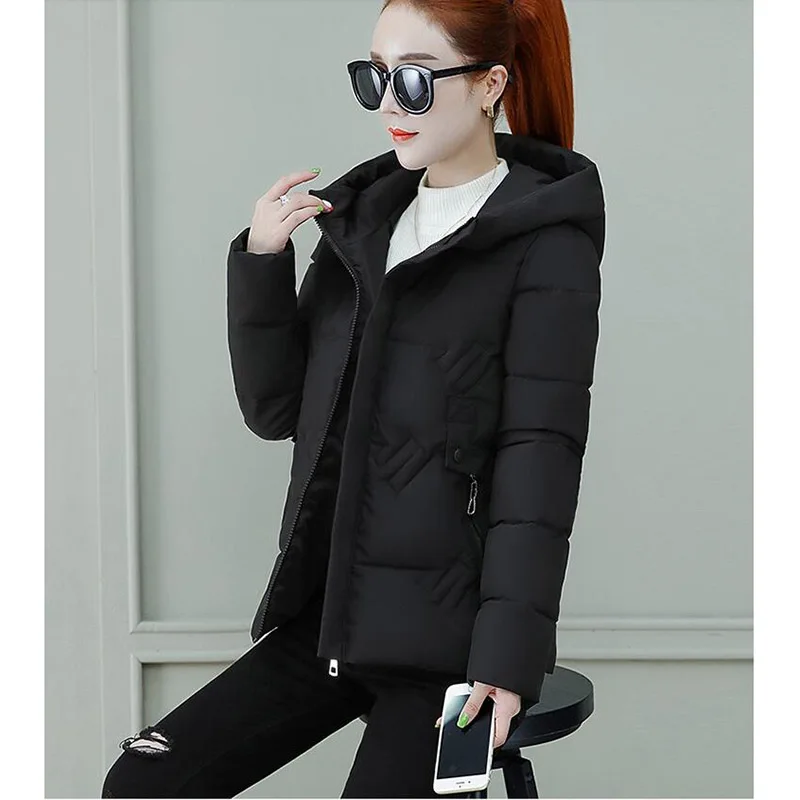 

Short Parkas Down Cotton Jacket Women 2022 Winter New Warm Cotton Coat Long Sleeve Slim Hooded vintage Student Outerwear Female