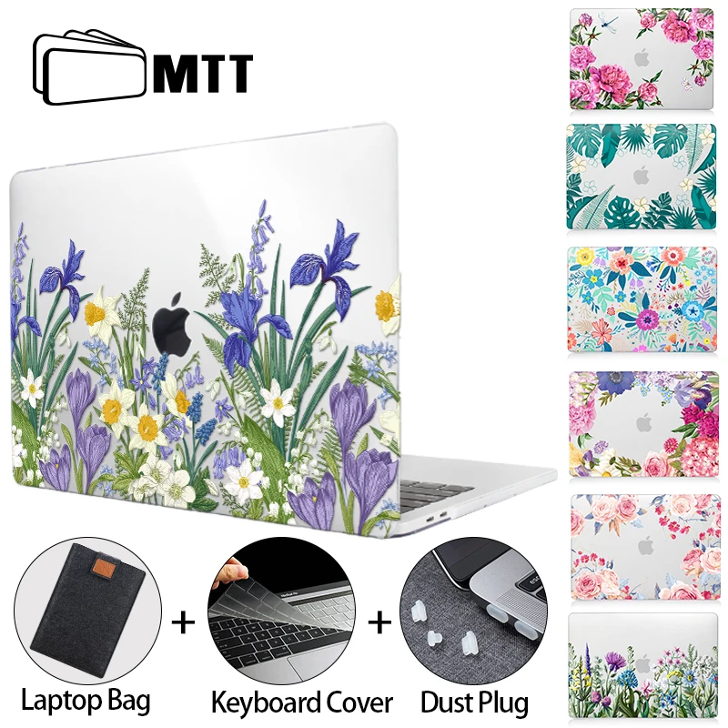 

Чехол MTT с цветочным рисунком и кристаллами для Macbook Pro Air M1 13 14 15 16 11 12 дюймов, чехол для ноутбука, чехол с крышкой для клавиатуры A2337 A2338 A2442