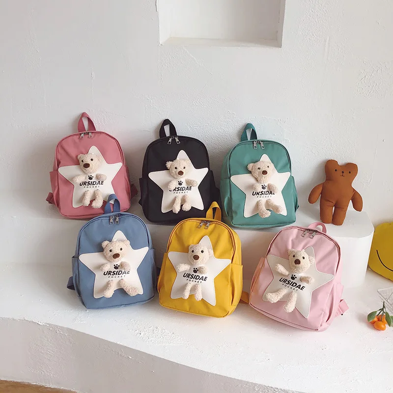 New Kids Backpack Lovely Star Bear Girls Boys Backpack Children Backpack In Kindergarten 2022 Autumn 3-5 Baby School Bag