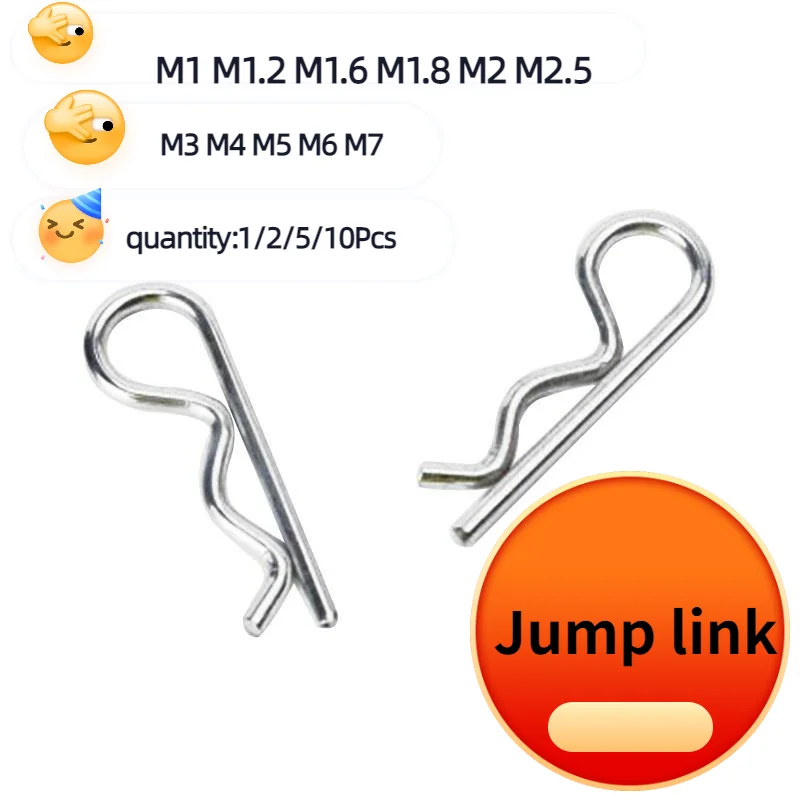 10-100pcs M1 --M4 M5 M6 M7 Spring R Type Cotter Pin Retaining Clips Wave R-shaped Pin Clamp Hair Tractor Pin for Car