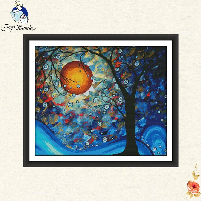 

Beautiful dream tree painting counted 11 14CT Chinese Cross Stitch Set DIY DMC Kit The scenery Embroidery Needlework Home Decor